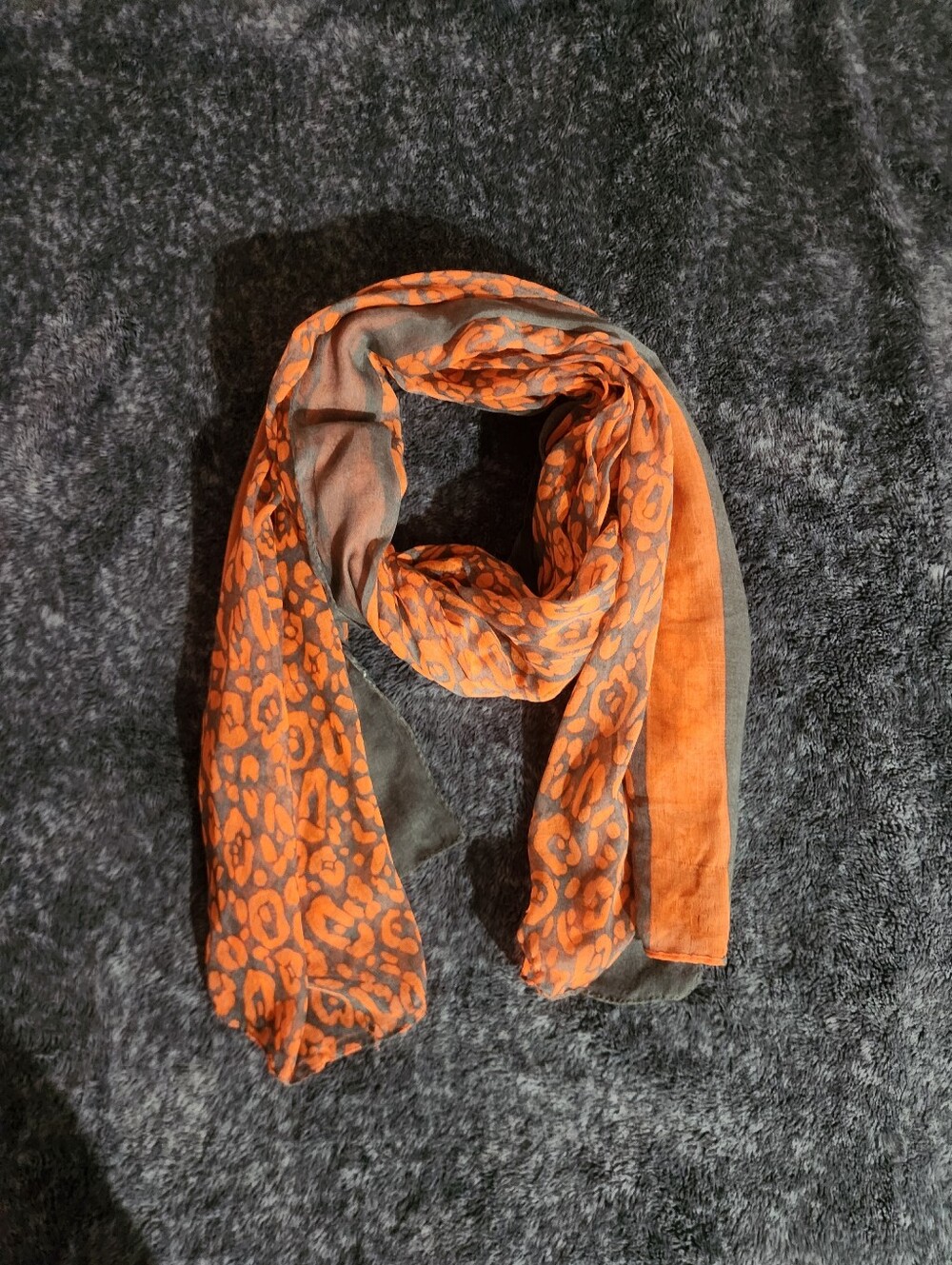 Leopard Print Orange and Gray Scarf
